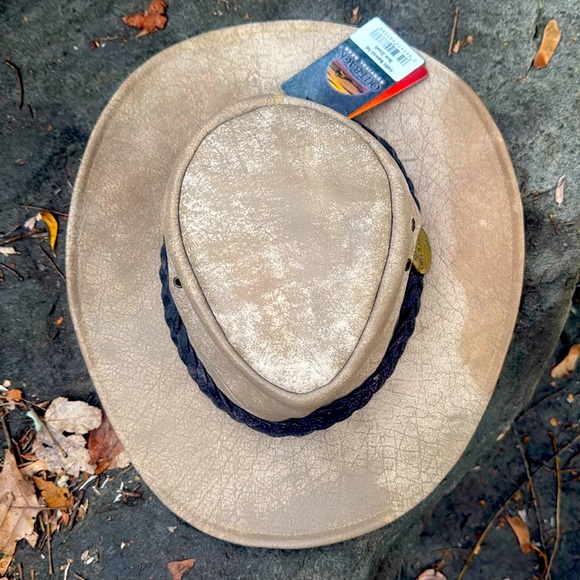 OUTBACK SURVIVAL GEAR DISTRESSED  BONE LEATHER COWBOY HAT - S - NWT ! 🤠 - Picture 3 of 9